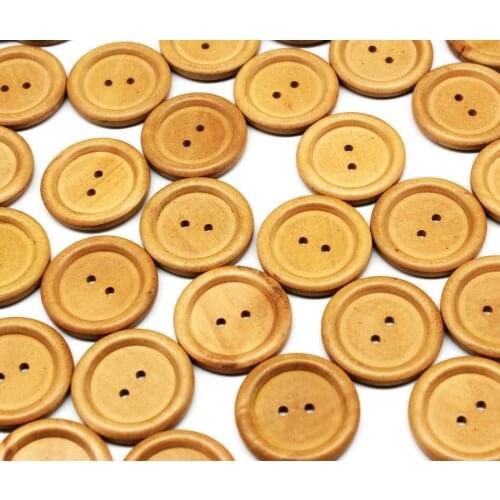150pcs Large wood buttons , 30 mm across round buttons with 2 holes , 3 cm wooden buttons edged large buttons display