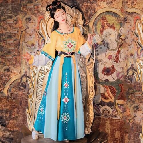 2020 Hanfu Women Chinese Dress Ancient Han Dynasty Princess Clothing Chinese Folk Dance Dress Hanfu Dress Festival Outfit SL3375