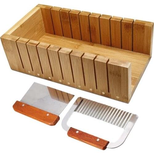 3 In 1 Soap Making Tools Set Adjustable Wooden Soap Cutter Box Stainless Steel Wax Soap Slicer Wavy Knifes Soap Making Kits