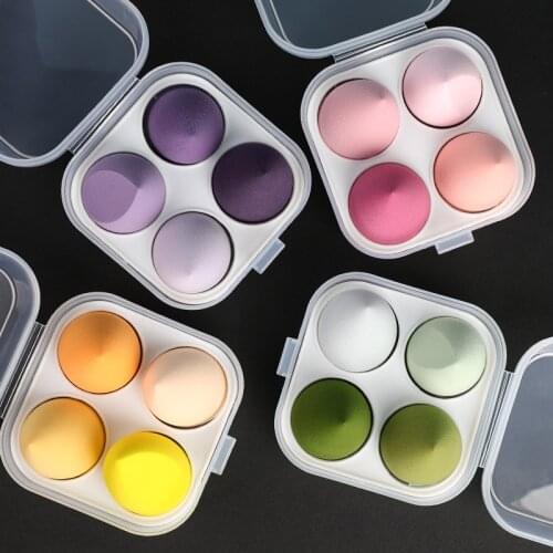 4pcs Makeup Blender Cosmetic Puff Makeup Sponge with Storage Box Foundation Powder Sponge Beauty Tools Women Make Up Accessories