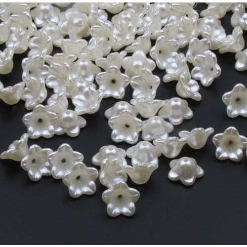50pcs 12mm Beige Acrylic Imitation Pearl Flower Shape Spacer Beads For Jewelry Making Diy Charm Necklace Bracelet Accessories