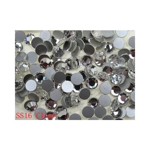 Free Shipping 1440pcs/Lot ss16 (3.8-4mm) Crystal Clear Flat Back Nail Art Non Hot Fix Glue on Rhinestones