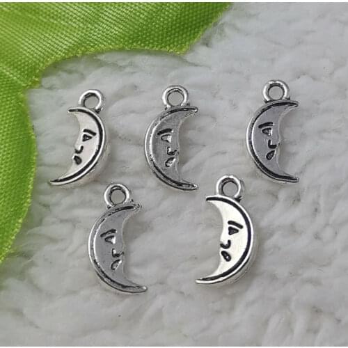 Free Ship 480 pcs Antique silver moon charms pendant 14x7mm
