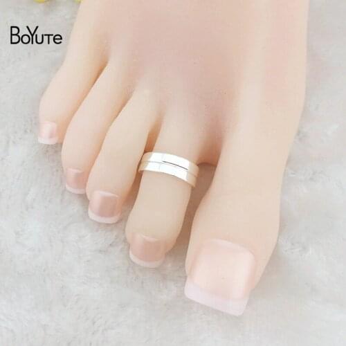 BoYuTe 5Pcs Fashion Foot Jewelry Metal Brass Adjustabe Silver Gold Toe Rings for Women