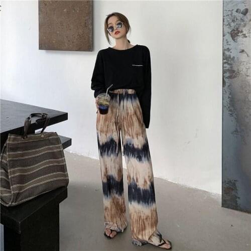 Multicolor Tie Dye Zebra Wide Leg Pants Womens Cropped Pants Home Pants Straight Leg Pants y2k pants harajuku pants