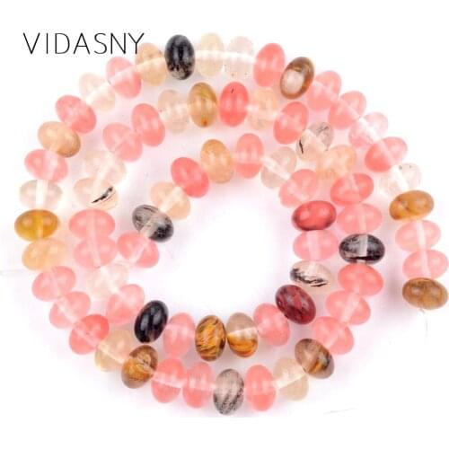 Natural Stone Watermelon Red Crystal Rondelle Beads For Jewelry Making 4 6 8mm Spacer Abacus Beads Diy Necklace Bracelet 15