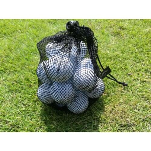 17.5*22.5cm Black Nylon Golf Ball Bag Mesh Nets Bag Pouch Golf Table Tennis 25 Balls Carrying Holder Storage Bag String Closure