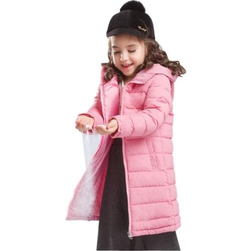 Kids Winter Warm Long Down Coat For Girls Hot Fashion 3-12Yrs Thick Girls Long Jackets Autumn Children Girls Outerwear Clothing