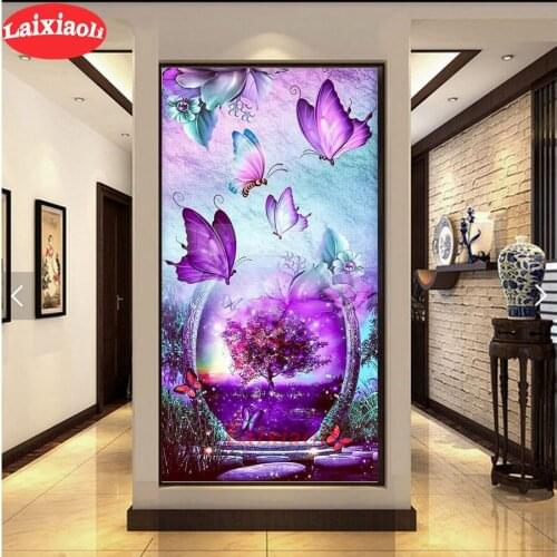 5D Purple Butterfly Diamond Painting full Square/Round Daimond Dandelion Mosaic Embroidery Picture Cross Stitch large Decor new