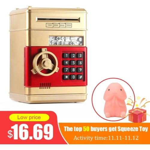 Youool Electronic Piggy Bank ATM Password Money Box Cash Coins Saving ATM Bank Safe Box Auto Scroll Paper Banknote Gift For Kids