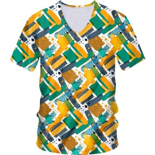 IFPD EU Size New Fashion V Neck T-shirt 3d Printed Hot Sale Color Paint Pattern Tshirt Unisex Man/womans Short Sleeve Tees Tops