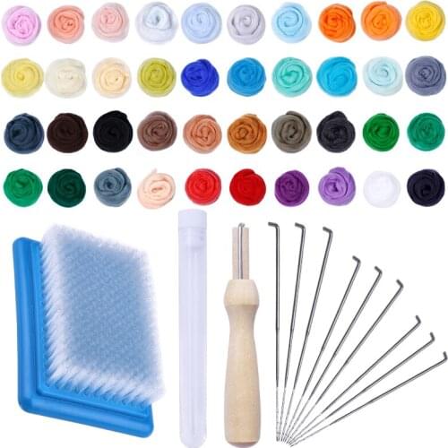 Imzay Needle Felting Wool Set Fibre Wool Yarn Roving Handmade Felt Needle Wooden Felting Handle For DIY Felting Wool Making