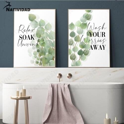 Canvas Painting Home Decoration Green Leaves Minimalism Korean Poster Aesthetics Living Room Art Wall Stickers Room Decor