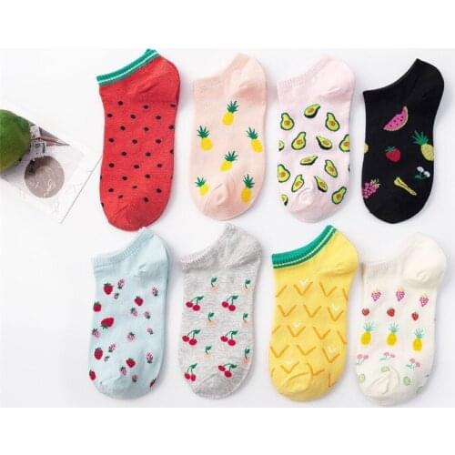 WHOLESALE Short Ankle Fruit Socks Peach Grape Lime Strawberry Pineapple Citrus Orange Watermelon Banana Cherry Lemon Avocado