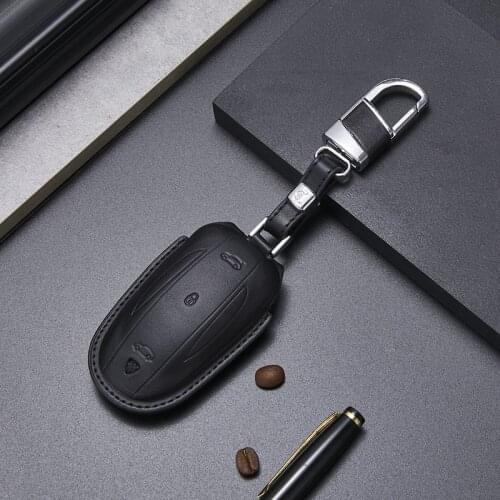 Geunine Leather Car Key Case cover For Tesla Model X