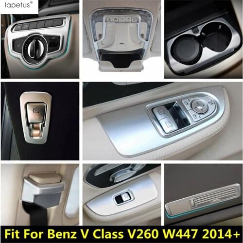 Matte Interior For Mercedes Benz V Class V260 W447 2014 - 2021 Water Cup Window Lift Head Light Belt Cap Cover Trim Accessories