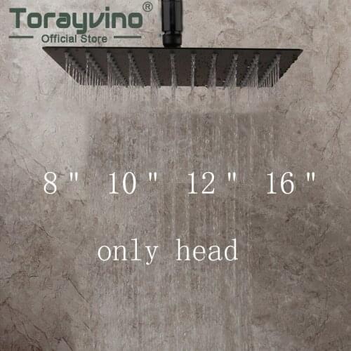Bathroom Square Shower Head Set Grifo Ducha Ceiling Mounted Rainfall Spray Brass Tap Matte Black Water Fall Shower Multiple Size