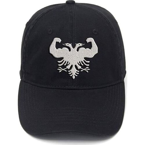 Lyprerazy The Strong Albanian Eagle Washed Cotton Adjustable Men Women Unisex Hip Hop Cool Flock Printing Baseball Cap