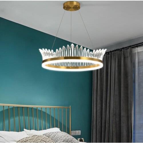 Modern Gold Chandelier Lighting Crown Design Dimmable LED Chandeliers For Bedroom Living Room LUSTER Indoor Light Fixtures