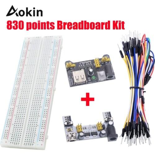 Breadboard Power Module 830 points Solderless Prototype Bread board kit Jumper wires Cables For Arduino diy kit Raspberry Pi
