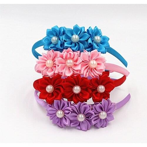 Cute Solid Pearl Flower Hair Hairband Kids Beautiful pearl Headband Princess Headwear Head hoop girls hair headband Accessories