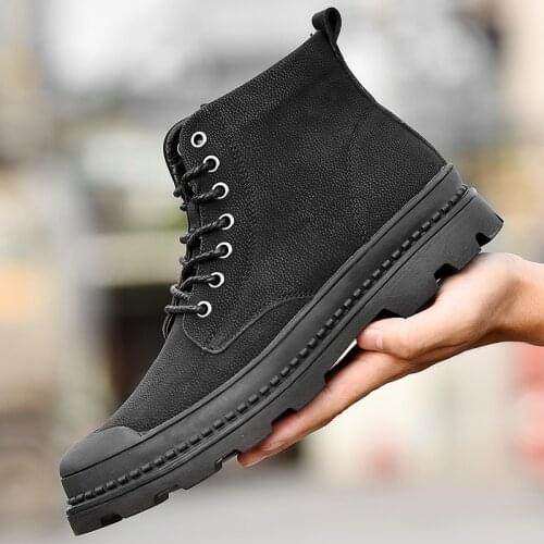 Large Size 47 Mens Martin Boots Mens Tooling Boots Korean Version of The Trend of Waterproof Leather Ankle Boots for Men