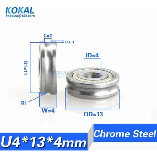 [U0413-4]Free Shipping 10PCS high quality 3D printer U groove steel Gcr15 bearing roller wheel 604U U type track guide roller