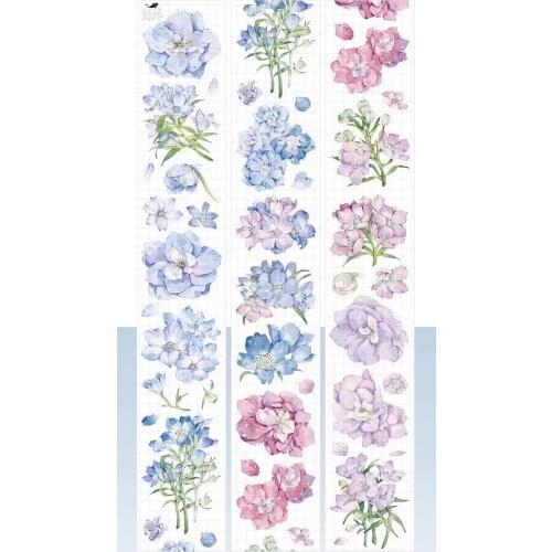 Lovely Blue Flower Washi Tape for Card Making Bullet Journal DIY Scrapbooking Decorative Sticker