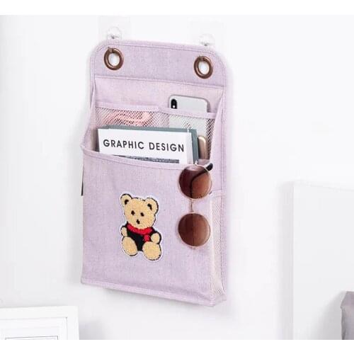 Wall storage hanging bag behind the door bedside computer mobile phone storage bag large desk homework storage artifact magazine