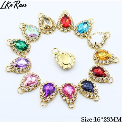 NEW 10Pcs Acrylic Pendant Water Drop Rhinestone Buttons Scrapbooking Accessories For Needlework Metal Sewing Handwork Decoration