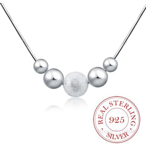 New Charm 925 Sterling Silver Jewelry Classic High-quality Fashion Snake Chain Light Sand Beads Ball Necklace Collares for Women