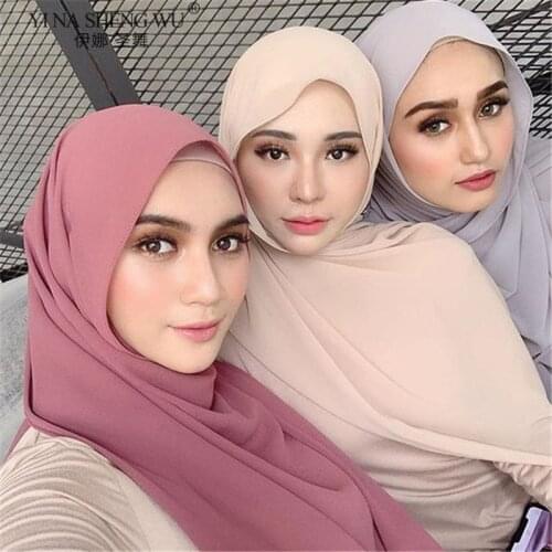 New Style Plain Bubble Hijab Shawl Scarf Fashion Women Solid Color Long Shawls Wraps Muslim Hijabs Scarves Ladies Foulard Femme