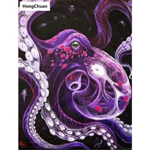 Octopus, wall decoration, canvas art, square circle, cross-stitch diamond painting, diamond inlay, hand sticker gift, new year