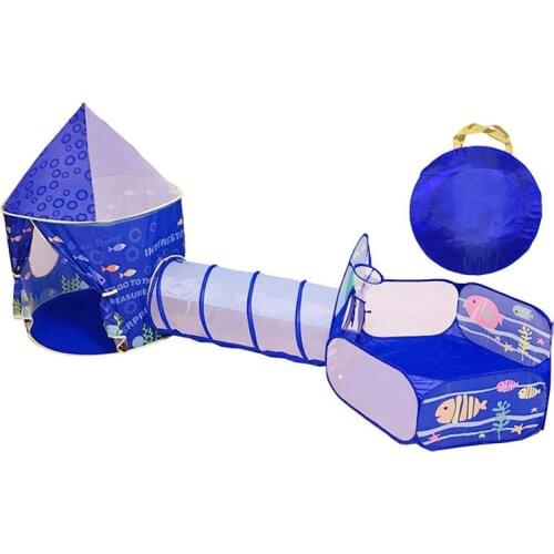 Purple Play Tent Tunnel Cartoon Ocean Series Game House Ball Pool Pits Portable Foldable Outdoor Sports Basket Toys For Children