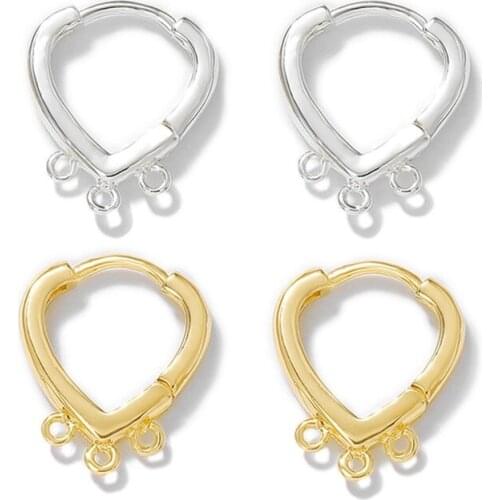 Peixin Kpop Brass Jewelry Earring Hook DIY Semi-finished Jewelry Making Jewelry Accessories Metal Heart-shaped Earring Ear Hook