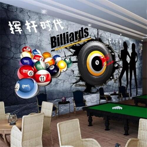 Beibehang Custom 3d wallpaper cement wall billiards image billiards TV background wall living room gym decoration wallpaper 3d