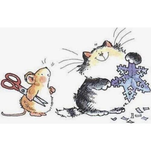 10x10 Mouse and cat Transparent Clear Stamps Silicone Seals for DIY scrapbooking photo album Card Making