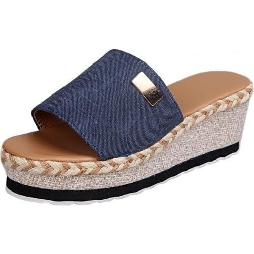 Womens High Heels Sandal Thick Bottom Casual Shoes Ladies Leisure Summer Wedges Sandals Woman Shoes Women Platform Mules Slipper