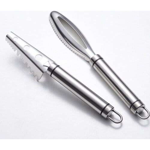 Stainless Steel Cleaning Fish Scale Skin Scraper Peeler Remover Knife Scaler Brush Seafood Tools Kitchen Gadgets