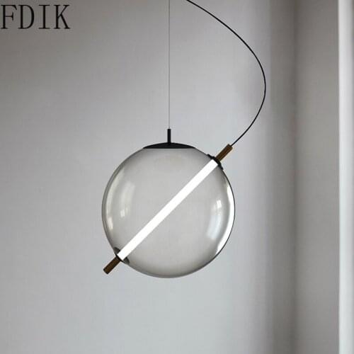Modern Glass Bubble Ball Pendant Light Nordic Ins Suspension Lamp for Restaurant Living Room Hanging Lights Luminaires Fixture