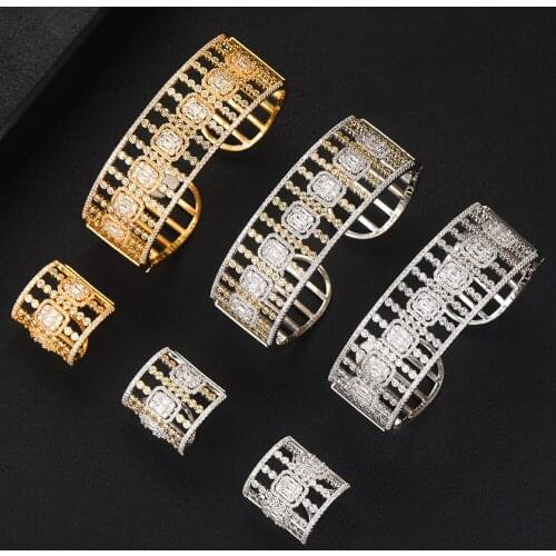 Super Fine Luxury African Nigerian Wide Bangle Ring Sets Jewelry Set For Women Wedding brincos para as mulheres 2020