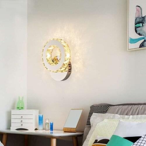 LED wall lamp Ring crystal wall lamp Push Button Wall Light For Living Room Bathroom Bedroom Light Fixture night light MJ1014