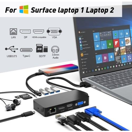 HUWEI USB 3.0 HUB For Microsoft Surface Laptop 2 1 HDMI 4K DP VGA Audio Gigabit Ethernet adapter RJ45 SD/TF DocKing base Dock PC