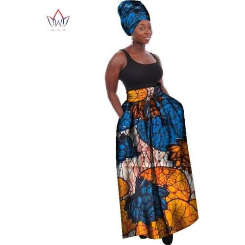 Stock Size Low Price African Clothes for Women Long African Print Skirt Maxi Skirts Ankle-Length Skirt Women Clothing wy268