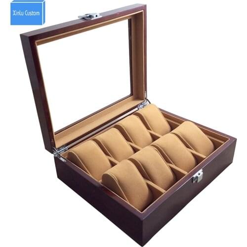 Watch Store Display 8 Slots Wristwatch Case Box Large Wood Paint Inner Velvet Pillow Display Jewelry Watches Case Organizer