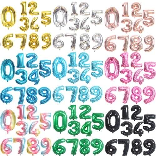 16/32/40 inch digital Foil Birthday Balloons Air Helium Number Balloon Figures Happy Birthday Party Decorations Kid toy Baloon