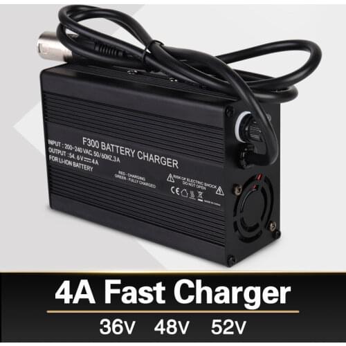 36V 48V 52V Lithium battery charger 4A fast charger 42V 54.6V 58.8V li-ion battery pack charger ebike electric bike DC XLR RCA