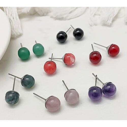 Studs Earrings Natural Stone Tiger eye earrings Decorations Korean Earings for Women Wholesale Cute Earrings Trendy 2021