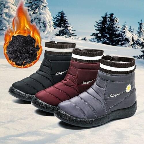 2020 Snow Boots Winter Women Boots Waterproof Ankle Boots Women Winter Shoes Zipper Lightweight Warm Plush Feetwear Big size 43