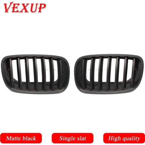 VexUp 1 Pair Matte Black Single Slat Kidney Grille Front Grill For BMW X5 X6 E70 E71 2007-2012 Car Styling Racing Grills